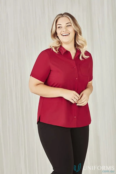 Biz Collection CS947LS-1 Bizcare Easy Stretch SS Shirt in Cherry