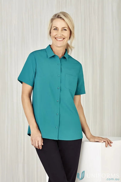 Biz Collection CS947LS-1 Bizcare Easy Stretch SS Shirt in Teal