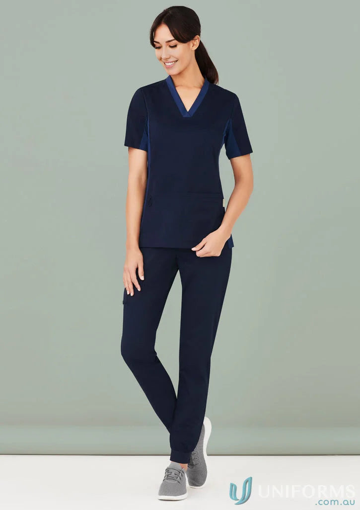 Navy blue Riley Slim Leg Scrub Pant from Biz Care Women’s scrub set