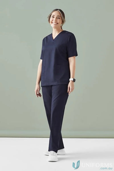 Navy blue Biz Care Women’s Tokyo Scrub Pant with CSP143LL elastic waistband