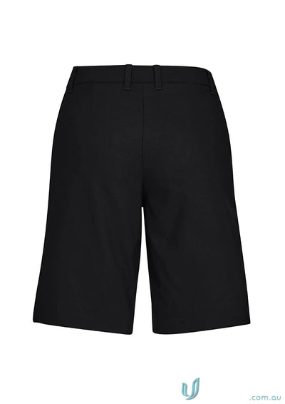 Black wide-leg waist cargo short with flat front for Bizcare Women’s Comfort CL957LS