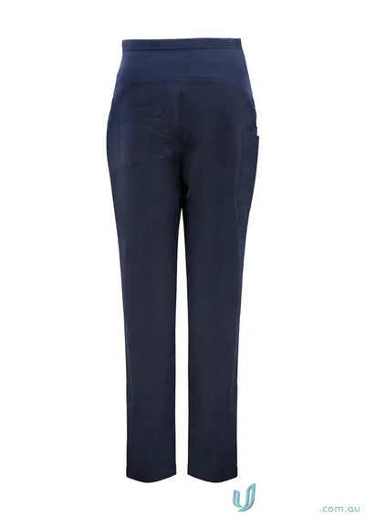 Dark blue rose maternity scrub pant with side pockets and SilverPlus antibacterial treatment