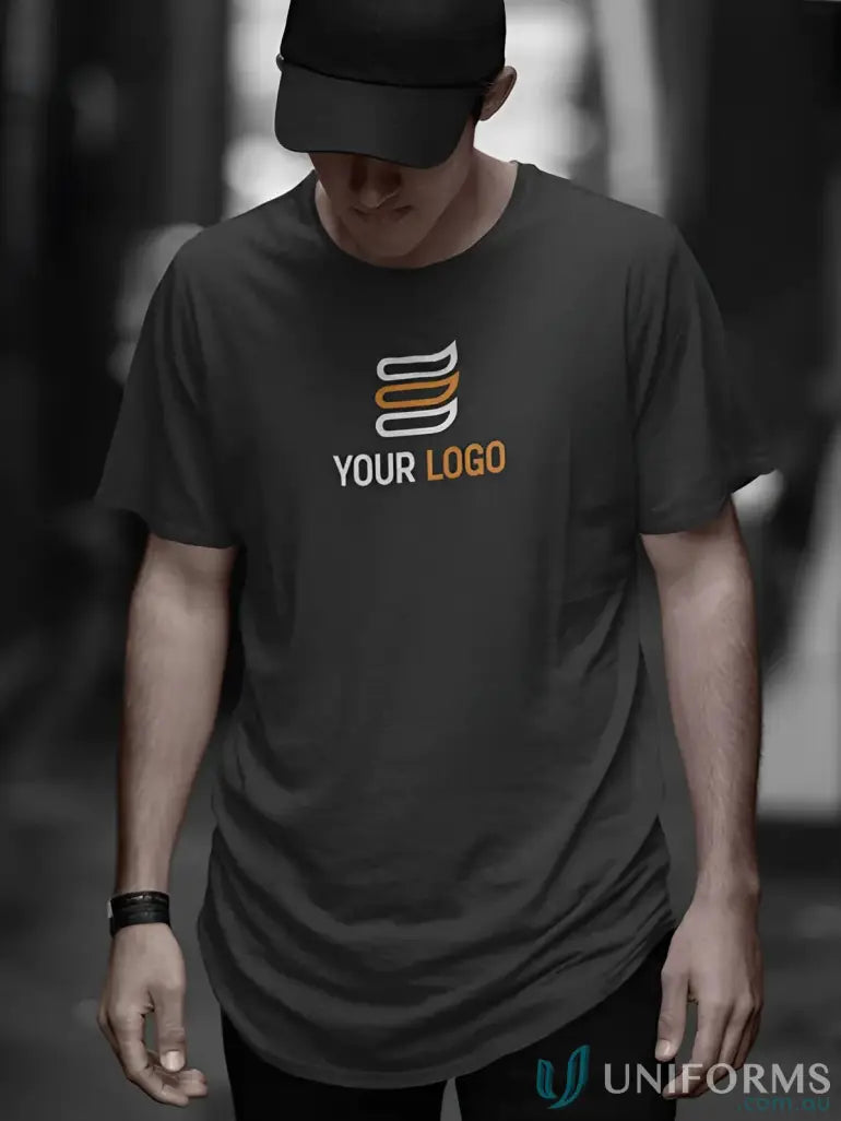 Merchandise Bargains Unbeatable Bargain Merchandise Deals TS20-MOQ100 Black Cotton Jersey Tshirt with Logo Merchandise in Black