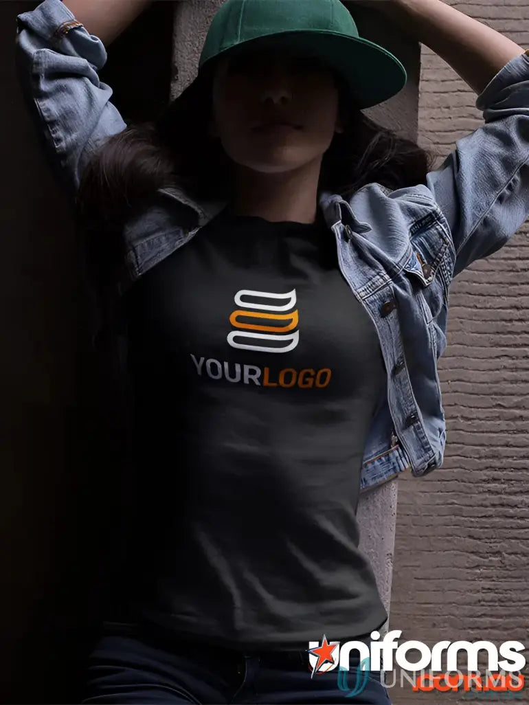 Merchandise Bargains Unbeatable Bargain Merchandise Deals TS20-MOQ100 Black Cotton Jersey Tshirt with Logo Merchandise in Black front.