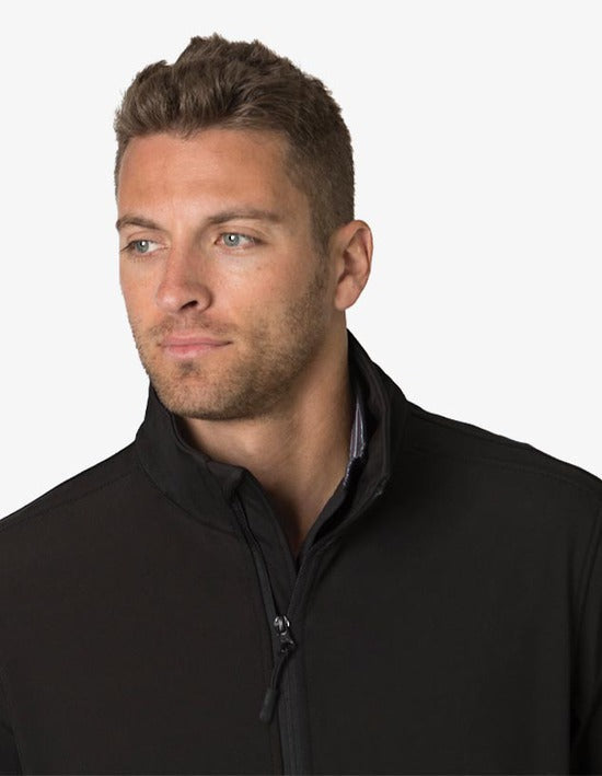 Black Kanvas SoftShell Jacket with tpu waterproof zip-up and subtle texture