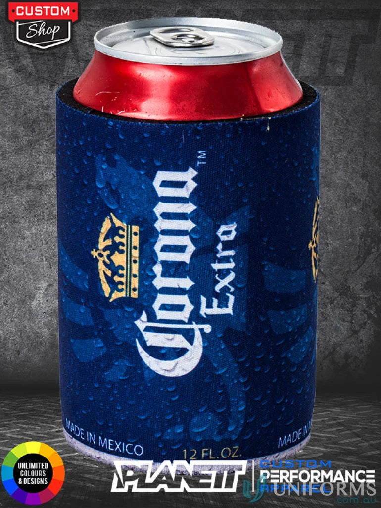 Corona Extra can cooler for 375ml cans, neoprene 5mm stubby holder, great for sports uniforms