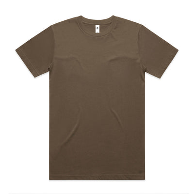 Block tubular tee in olive green with crew neck and subtle stitching
