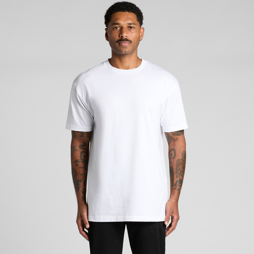 Block tubular tee white crew-neck short sleeve cotton t-shirt
