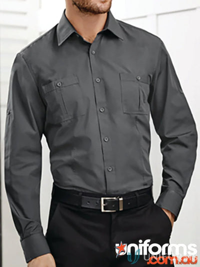 Gray Bondi Roll Up LS Shirt for a professional appearance and bondi long sleeve style