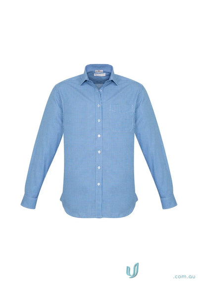Blue checkered long sleeve Boronia LS Shirt, mens Ellison business shirt style