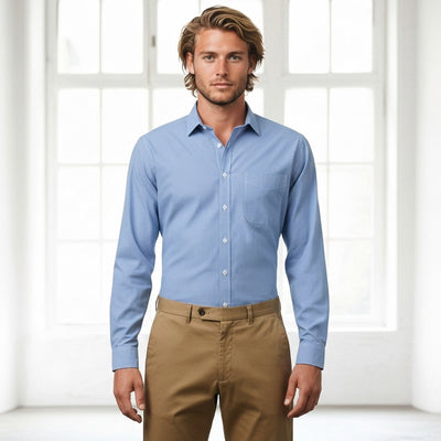 Light blue Boronia LS mens ellison long sleeve business shirt front