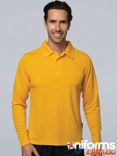 Long-sleeved yellow mens polo shirt from Botany Mens Polo, perfect for workwear uniforms