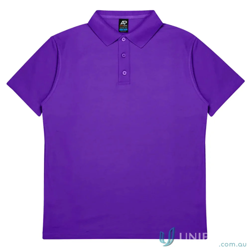 Hunter Kids Polo in purple with pique knit for stylish uniforms and workwear