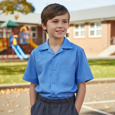 Bocini CS1307 Boys SS School Shirt in Blue front product image