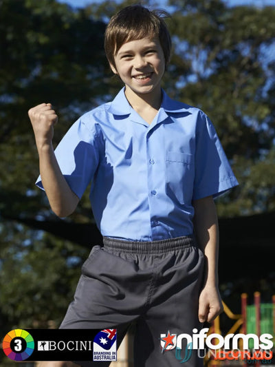 Bocini CS1307 Boys SS School Shirt in Blue