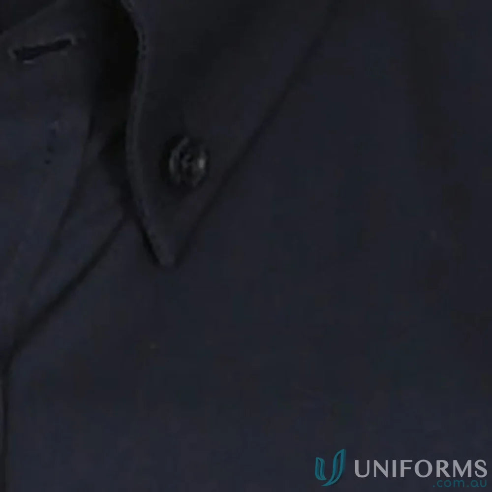 Dark blue Bradford Fine Oxford slim fit shirt with easy iron, single button placket