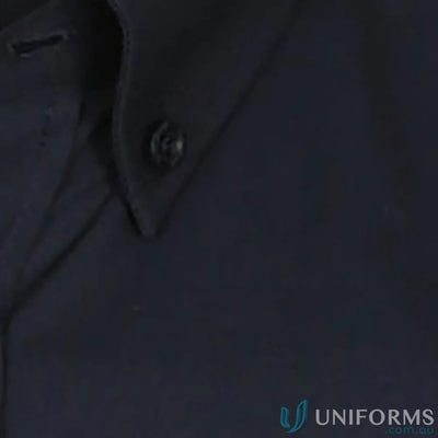 Dark blue Bradford Fine Oxford slim fit shirt with easy iron, single button placket