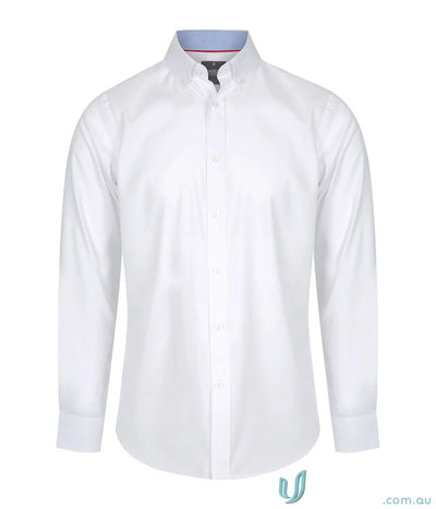 Bradford Fine Oxford slim fit shirt with easy iron long sleeve white and striped collar