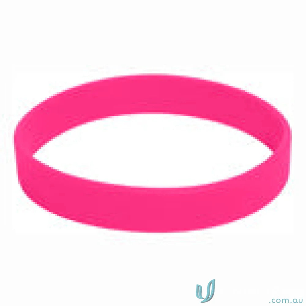 Pink silicone wristband from Branded Silicone Wristband with free decoration options and pad print