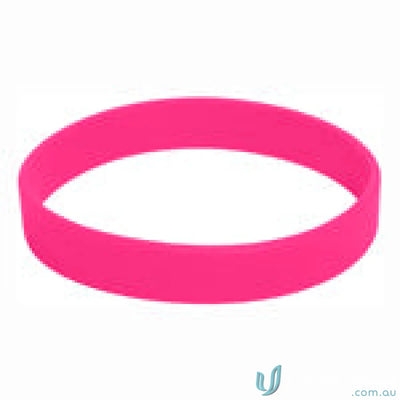Pink silicone wristband from Branded Silicone Wristband with free decoration options and pad print