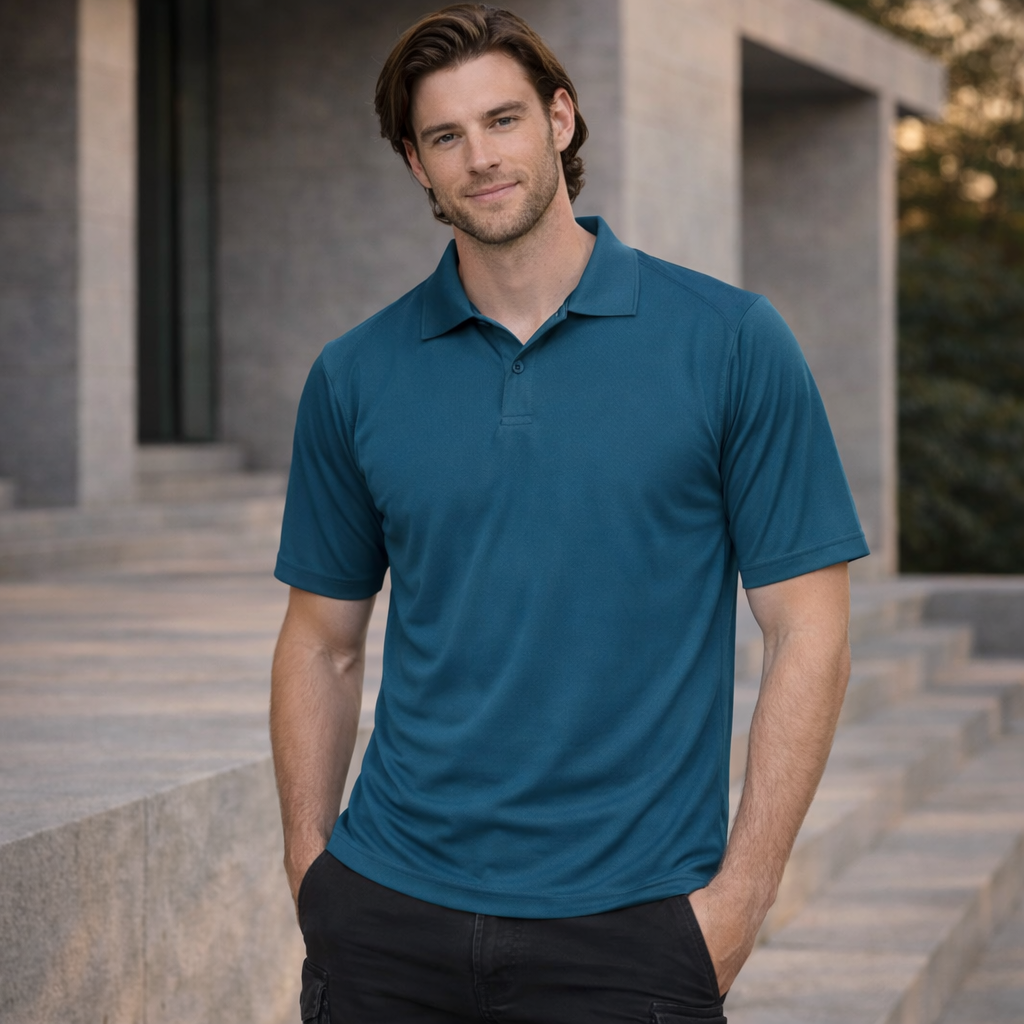 Winning Spirit PS59 Breathable Bamboo Charcoal Polo in Teal front product image