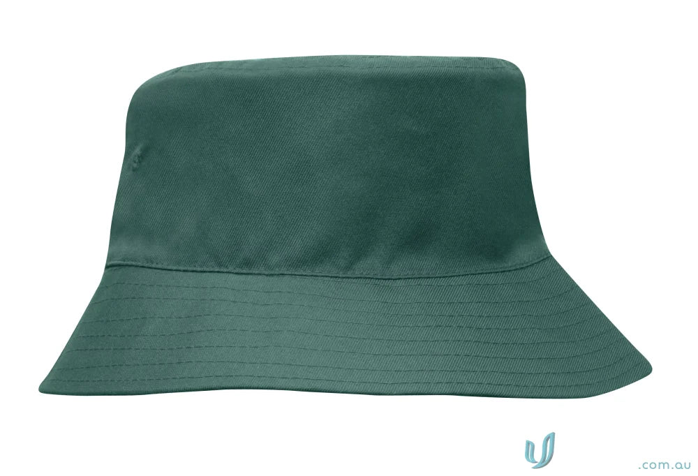 Dark green Breathable Poly Twill Childs Bucket Hat, perfect for uniforms and workwear
