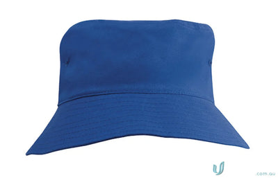 Royal blue kids bucket hat from Breathable Poly Twill, perfect for uniforms or workwear