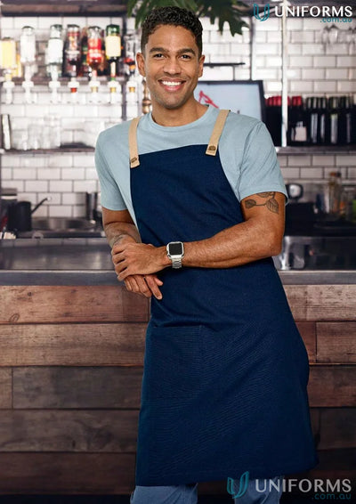 Winning Spirit AP07 Brunswick Bib Apron in Navy