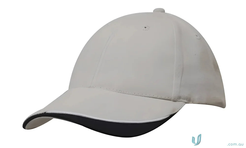 Gray baseball cap with black brim made of brushed heavy sports twill with contour trim