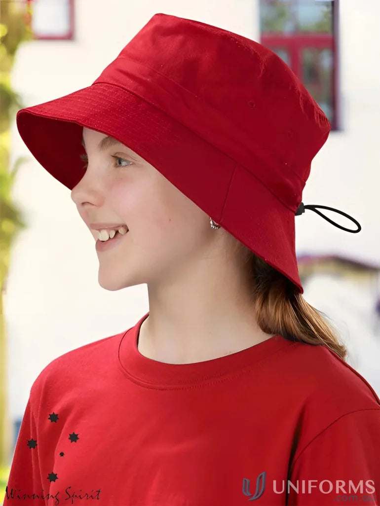 Winning Spirit H1034-1 Bucket Hat With Toggle in Red front product image