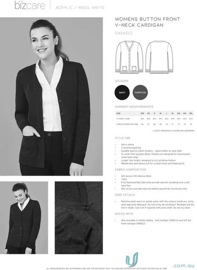 Women’s navy or charcoal merino wool knit Button Front Cardigan CK045LC