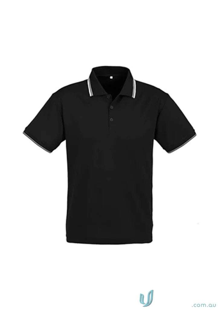 Cambridge Short Sleeve Biz Collection Mens P227MS black polo with white trim