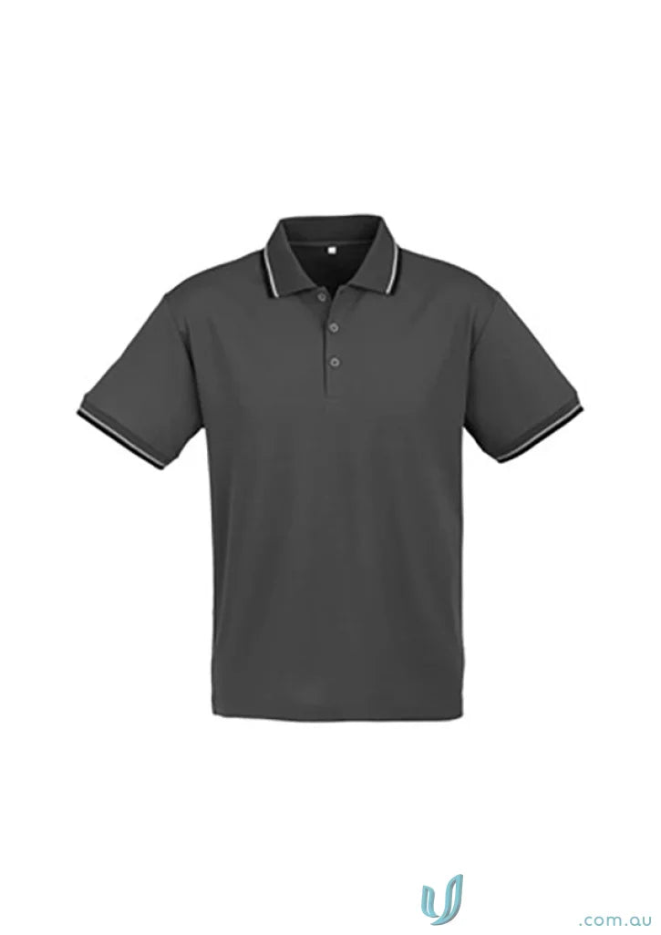 Cambridge Polo short sleeve biz collection mens gray polo with white trim p227ms