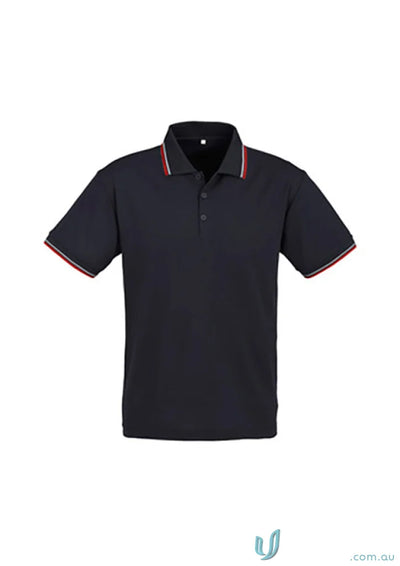 Cambridge Short Sleeve Biz Collection Mens P227MS dark blue polo shirt with red and white trim