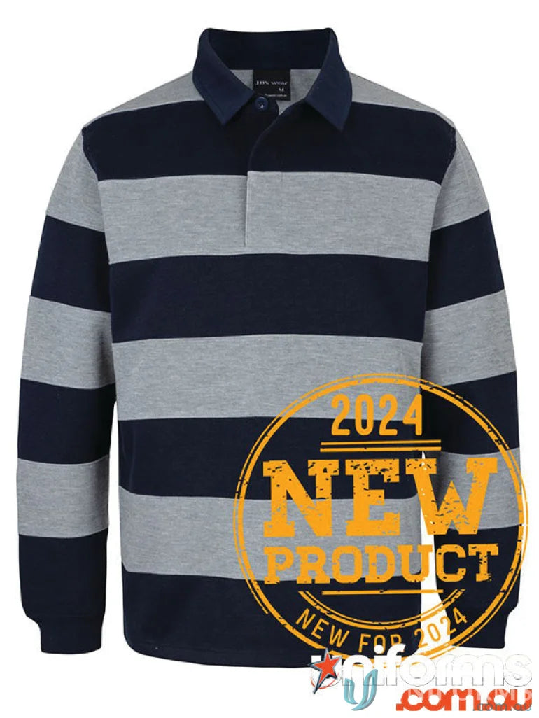 JBs 3SR Cambridge Striped Rugby Jumper in Navy/Grey