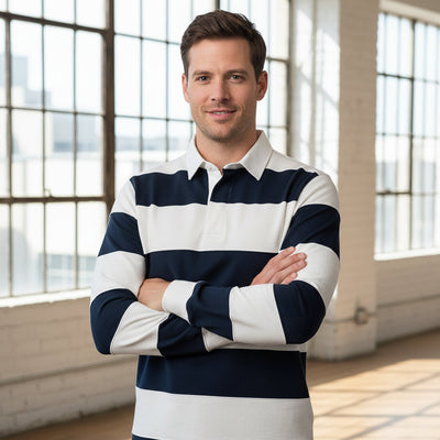 JBs 3SR Cambridge Striped Rugby Jumper in Navy/White