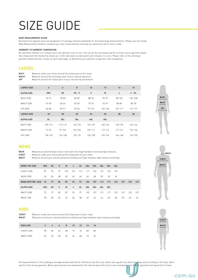 Clothing size guide for Camden Cotton Rich LS Shirt, perfect for men’s Camden long sleeve fits
