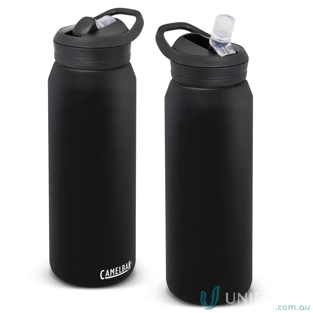 Two black CamelBak Eddy+ Vacuum 1L bottles, dishwasher safe and BPA free