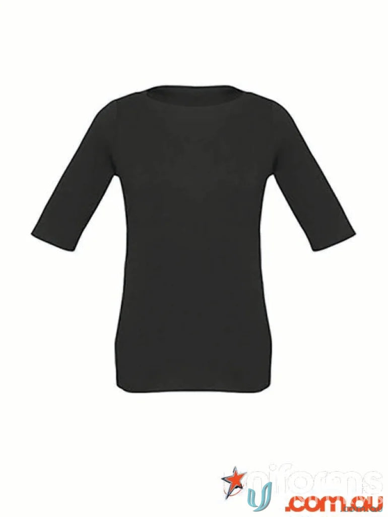 Camille Womens Black Three-Quarter Sleeve Top, perfect for casual wear in aged care