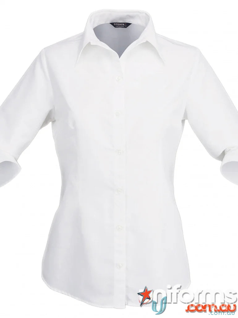 Stencil 2135Q Candidate Ladies 3/4 Sleeve Shirts in White front product image