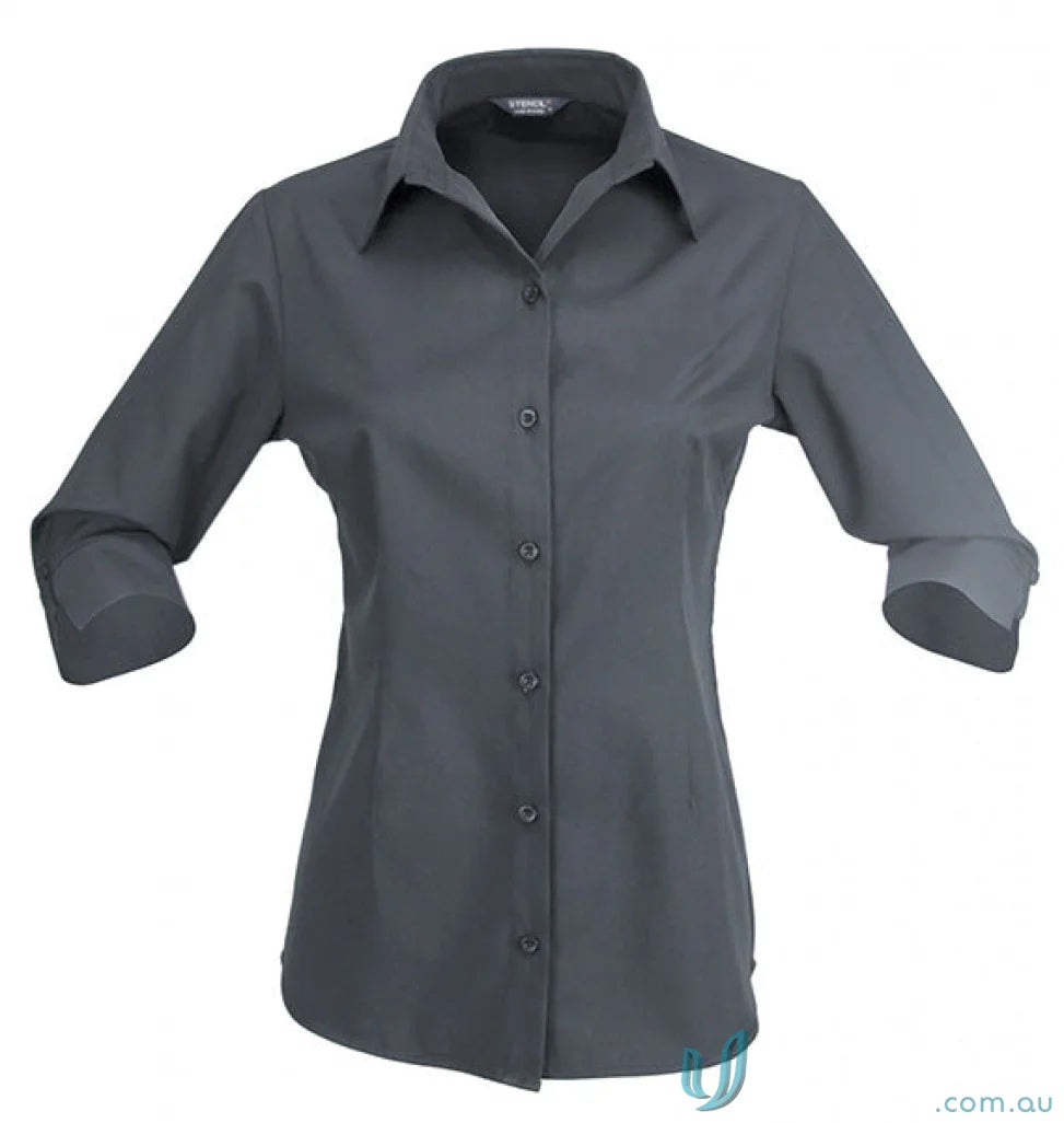Stencil 2135Q Candidate Ladies 3/4 Sleeve Shirts in Charcoal