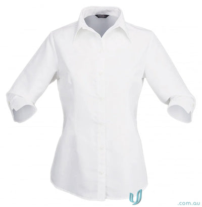 Stencil 2135Q Candidate Ladies 3/4 Sleeve Shirts in White