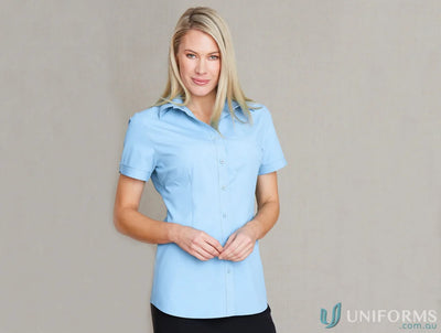 Stencil 2135S Candidate Ladies SS Shirts in Sky/Navy front product image