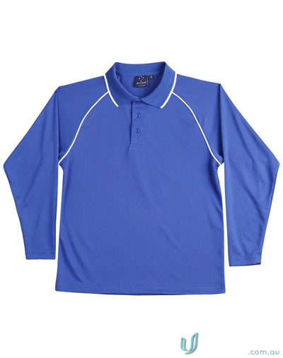 Blue cooldry champion long sleeve polo PS43 from Winning Spirit Raglan collection