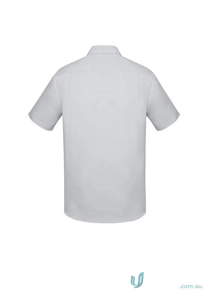Gray short-sleeved collared shirt from Charlie Classic Fit RS968MS with mechanical stretch