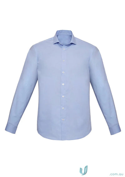 Charlie Slim Fit LS Shirt in light blue with mechanical stretch and white buttons