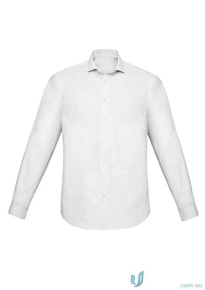 Charlie Slim Fit LS Shirt with mechanical stretch and white buttons in white long sleeve shirt