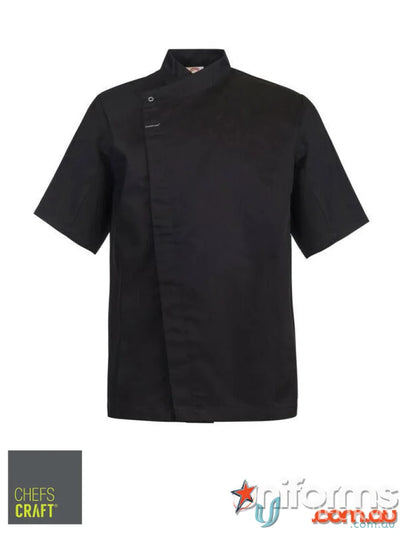 WorkCraft CJ041 Chef SS Tunic with Concealed Press Studs in Black