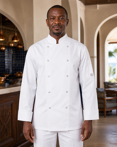 ChefWorks Executive long sleeve chef press stud jacket in white