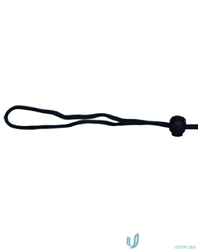 Black elastic cord with loop and bead for winning spirit chin strap with break-away clip